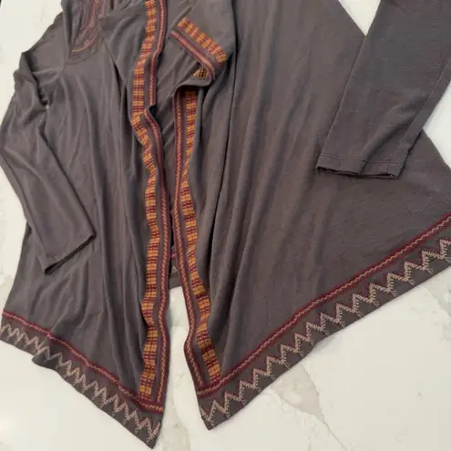 cupio Anthropologie Drapey Open Front Aztec Embroidered Cardigan Women’s Medium