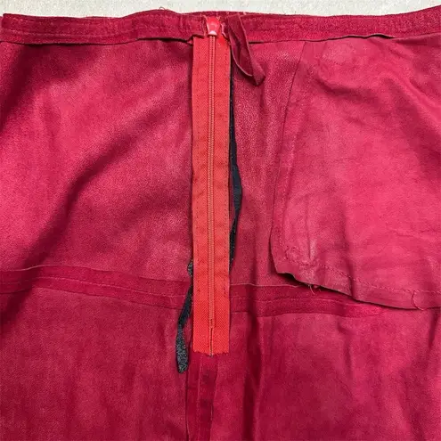 Isabel Marant Women's Red Chèvre Goat Leather Midi Skirt Size 2 Casual Formal