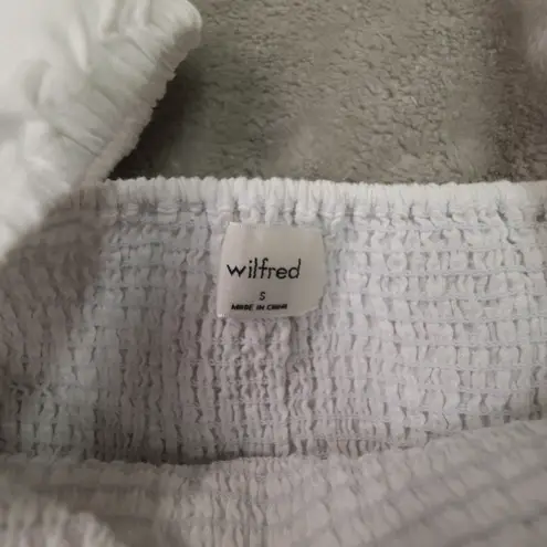 Aritzia Wilfred Tempest Organic Linen White Tiered Smocked Mini Dress Small