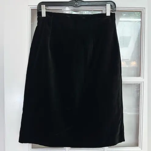 Laura Ashley Vintage Black Velvet A-Line Skirt Classic Career Holiday Size 10 M
