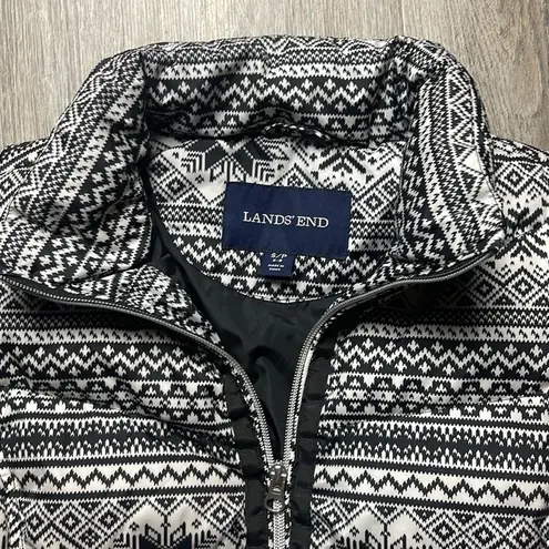 Lands' End Faire Isle Snowflake Down Insulated Puffer Vest Black Size undefined