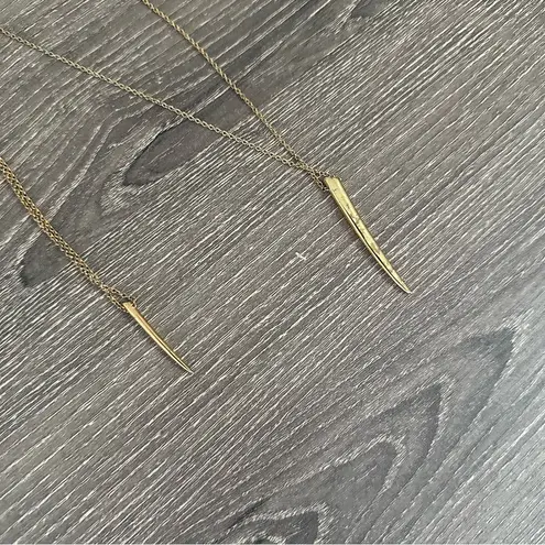 Gorjana Fancy Horn Charm Necklace Duo Layering Long Short Set 18K Gold Plated