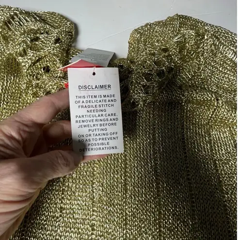 Cristina Metallic Gold Knit Sweater Small NWT SM5932G Party Holiday Top