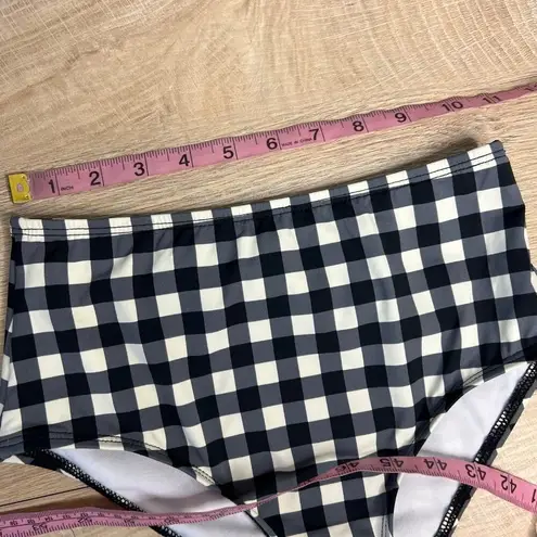 Daisy NWOT Dippin' 's Black and Cream Gingham High Rise Bikini Swim Bottoms Small