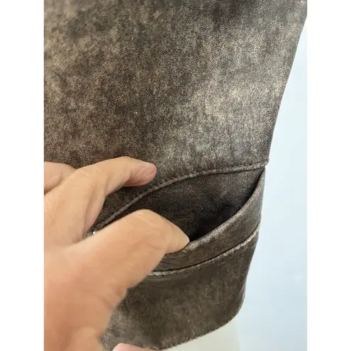 Balmain Pierre Paris Olive Green Rustic Distresssd Leather Vest Size 2 w/flaws