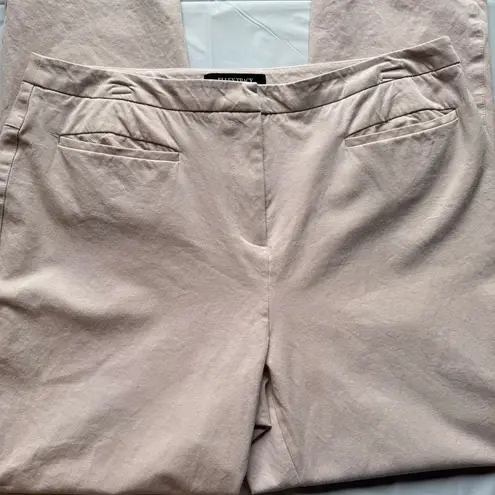 Ellen Tracy Light Mauve Beige Cotton Blend Flat Front Ankle Pants Size 12