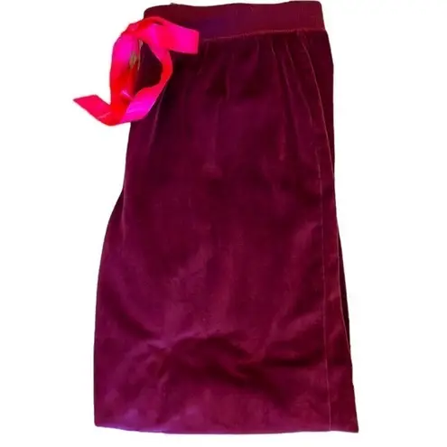 Honeydew Velour Dark Purple Joggers w/ Hot Pink Ribbon Drawstring Waist Large - Image 3
