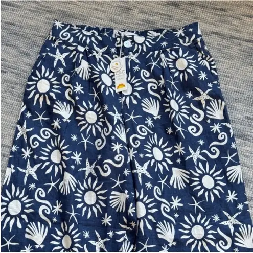 C&C California Wide Leg Blue and White Floral Pants