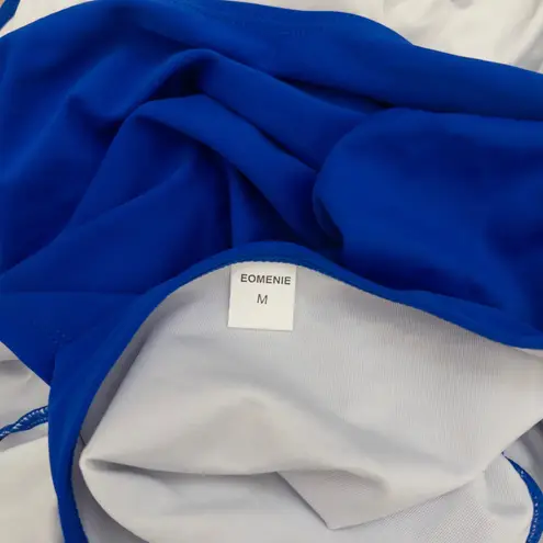 Eomenie Womens Tankini Swim Set Size M Blue Halter Top Retro Coastal Summer Size M