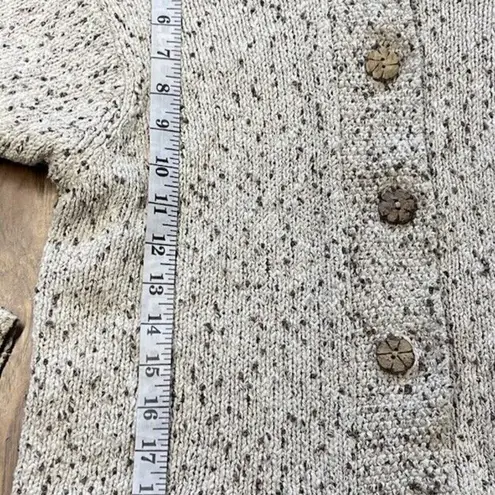 Woolrich  Silk Lambs Cable Knit Sweater Women's M Cream Brown Wood Floral Buttons