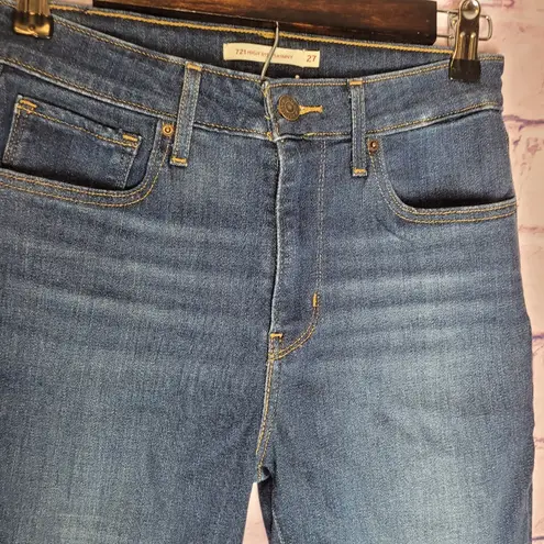 Levi's  721 HIGH RISE SKINNY DARK WASH DISTRESSED JEANS 27