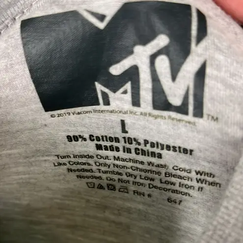 MTV Shirt womens Large 19x24 logo Music Camouflage Logo Gray shirt Gray