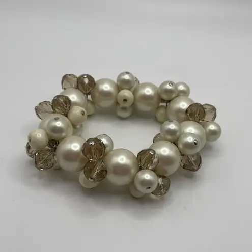 Monet Signed  Stretchy Stretch Bead Beaded Bracelet Chunky Statement Style