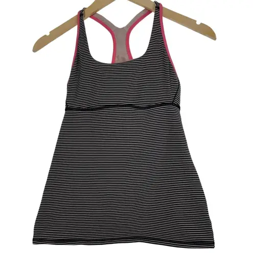 Lululemon  Satnam Tank Mini Pop Stripe Black Mink Berry Pink Lemonade Size 6