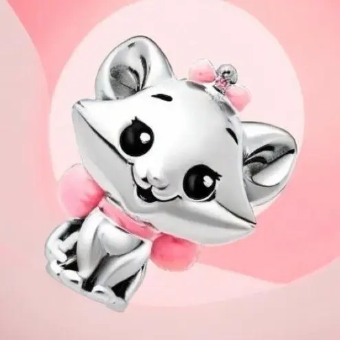 Aristocat Marie Sterling Silver Charm Black & Pink