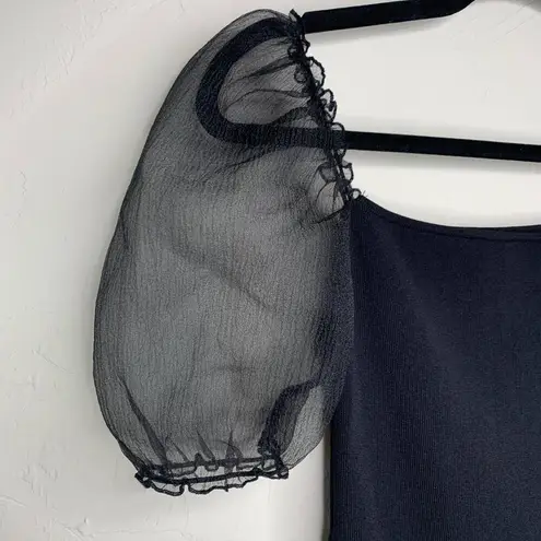 ZARA  Black Puff Sleeve Top Sz Small