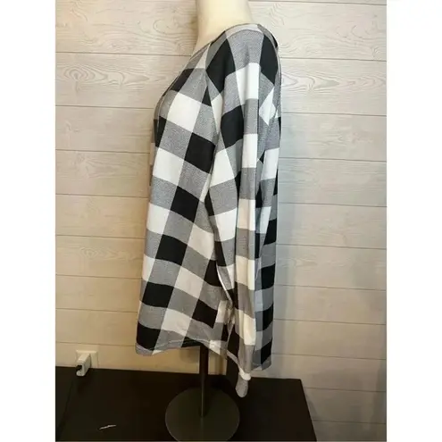 Chic Soul.Com black/white buffalo plaid long sleeve top Size 2XL Black