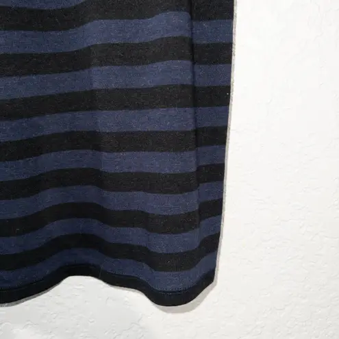 Avec Les Filles Black & Blue Striped Simplicity Tank Top Size Large