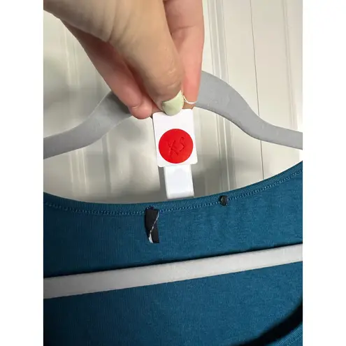 Ribbed Tank Top Sleeveless Square Neck Casual Basic Teal Blue Size XS