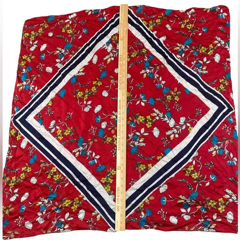 Halogen Beautiful red floral 36” square silk scarf