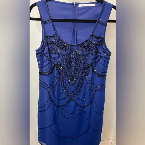 Susana Monaco - Navy Blue W/ Black Beaded Embellished Sheath Dress - NWOT