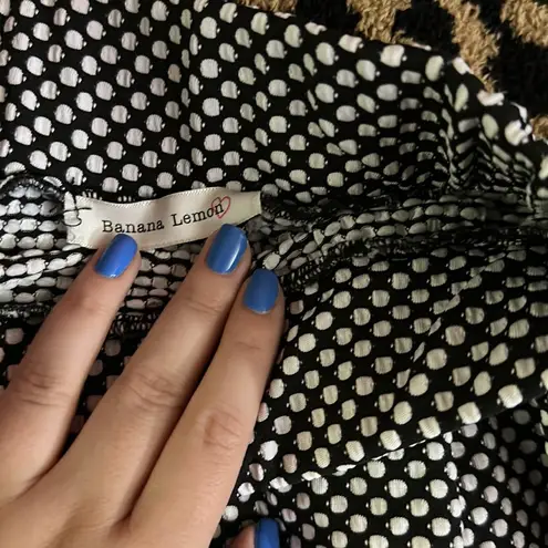 Banana Lemon Black & White Polkadot Mini Skater Skirt Sz. S
