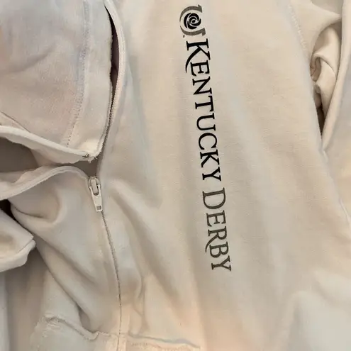 Boxercraft Women's Kentucky Derby Full Zip Hoodie White Cream Sweatshirt Sz L