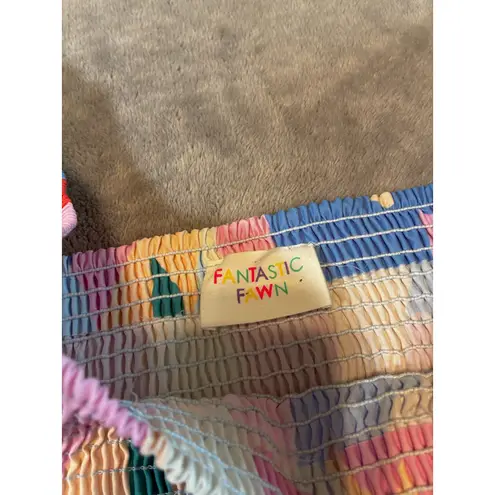 Fantastic Fawn Colorful Floral Puff Sleeve Mini Dress Large