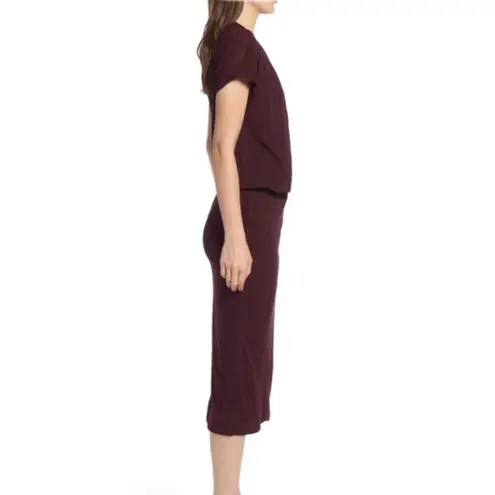 James Perse Surplice Jersey Blouson Dress in Wine
