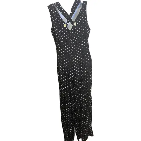 Jonathan Martin Jumpsuit Polka Dot Button Front Sleeveless Black Size M* - Image 2