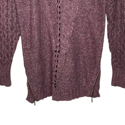 Matilda Jane Turtleneck Sweater Dress Size Small Purple Pink Open & Cable Knit