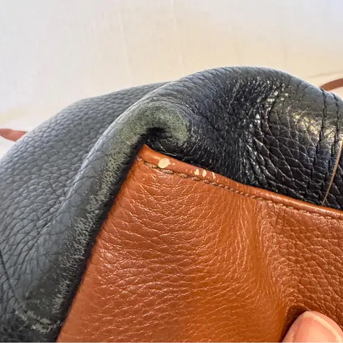 Fossil  Black Brown Leather Hobo Shoulder Bag Handbag Purse Vintage Classic