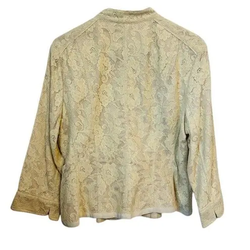 Anne Klein AK  Lace Ivory Cream Button Down‎ Jacket Size 14