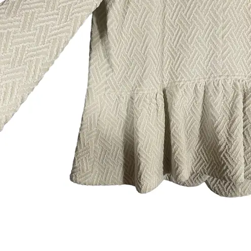 Armani Collezioni Cream Two Button Peplum Textured Jacket Women Sz 6