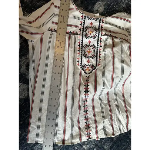 A loves A Embroidered Peasant Blouse Button Back Red/White/Blue Women Small Boho