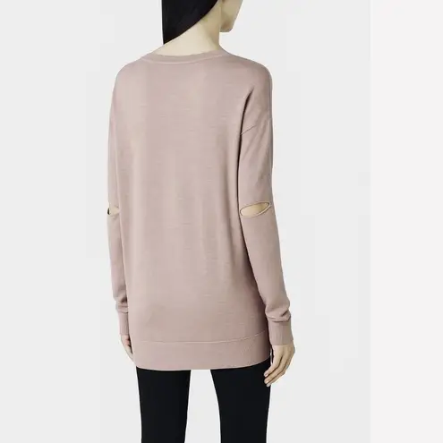 Allsaints Pink New Wave Elbow Slit Merino Wool Pullover Hi Low Sweater MEDIUM