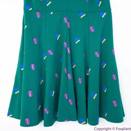 Unique Vintage Gwynnie Bee Luggage Print Emerald Dress, 0X