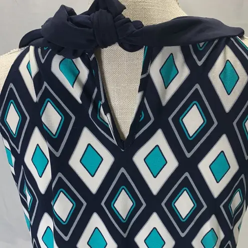 Enfocus Studio En Focus Geometric Design Navy Blue Shift Dress Size 12 Petite