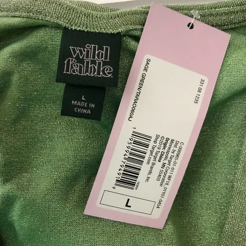 Wild Fable  Mini Dress Metallic Bodycon Long Sleeve Cutout Stretch Green L