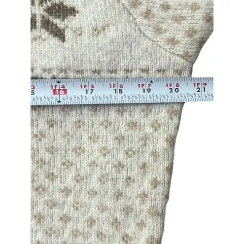 Francescas Symone Fair Isle Cropped Neutral Cardigan Sweater Size Medium Nordic Tan