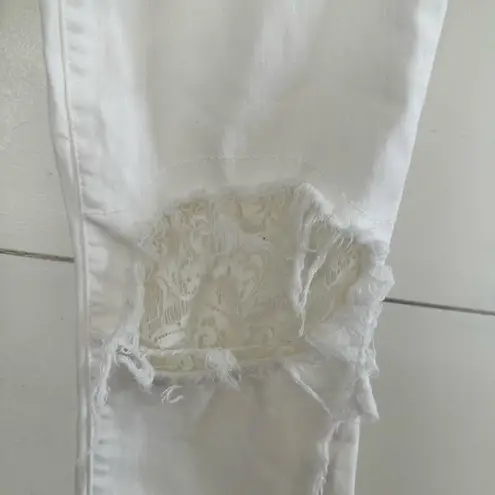 Mother Women’s White 26 Little Miss Lacey Looker Ankle Fray Jeans