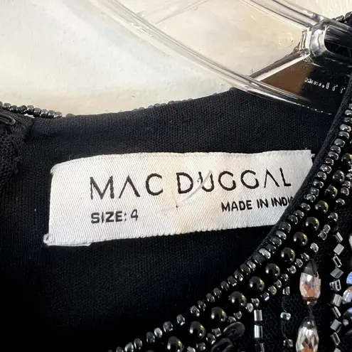 Mac Duggal Style 9180 Beaded Cape Top Formal Gown Midnight Blue Sz 4 NWT