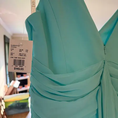 David's Bridal Brides Maid Dress F19831 Spa SZ 14 NWT Blue