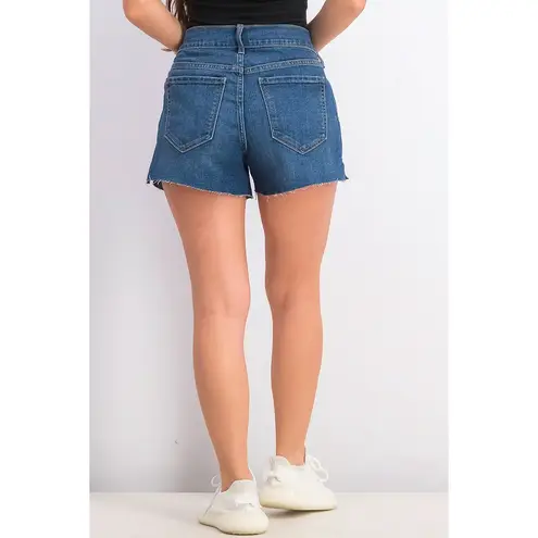 Old Navy  Boyfriend Seamed Cutoff Denim Jean Shorts Dark wash stretch Cutoffs 8 thumbnail 8