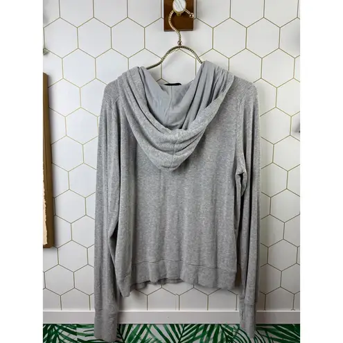 Evereve Gray Zoey Rib Inset Lightweight Hoodie - Size - Medium