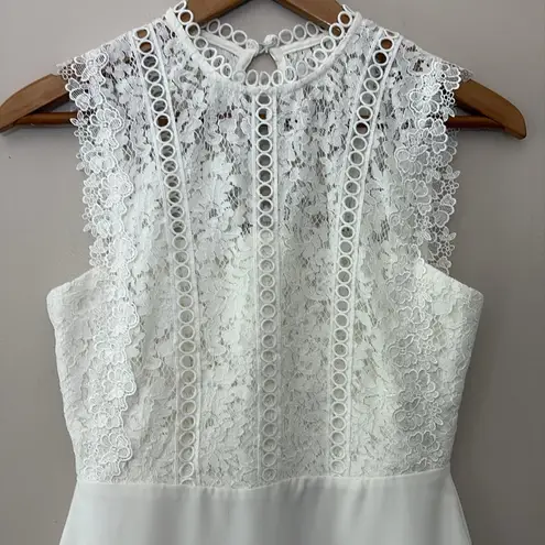 Heartloom Cammie Sleeveless Lace Mini Dress Tulip Hem Eggshell White Size Small