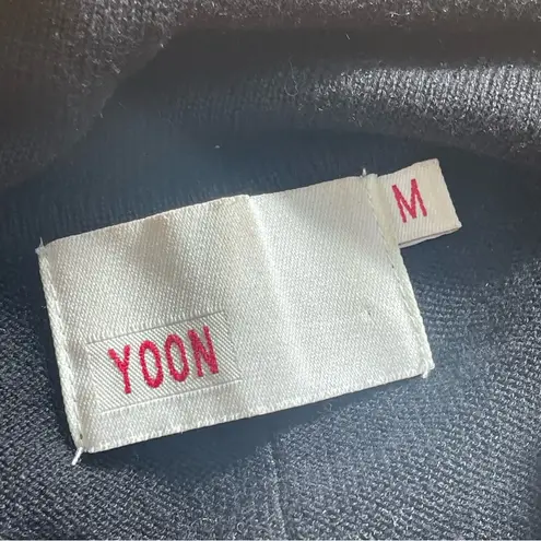 Yoon Black Cotton Blend Turtleneck Poncho with Belt and pockets Knee length Sz M Size M