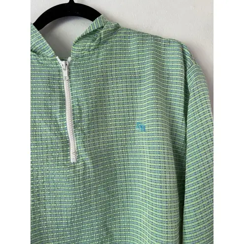 Girl Rebel Green Plaid Cropped Vintage Lightweight Hooded Jacket Size Medium