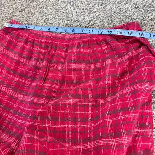 Disney Mickey Mouse Plaid Flannel Pajama Set Women's Size Large Red Sleepwear