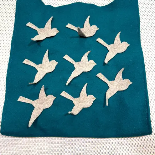 Burel Factory Mountain Originals Wool Teal Blue 3D Birds Tote Bag